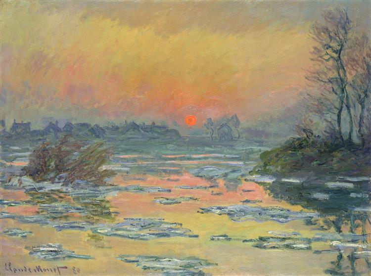 Sunset of the Seine in Winter by Claude Monet.